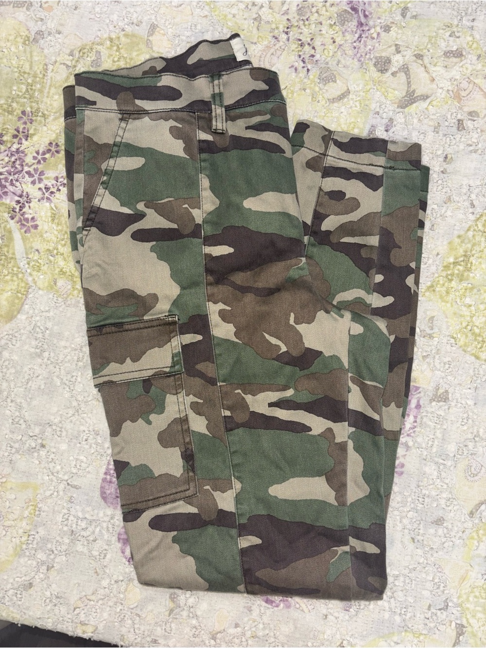 J. Crew Women's Camouflage Straight Leg Cargo Pants - Green/Brown/Black